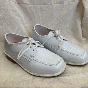 White Patent Leather Lace-Up Shoes